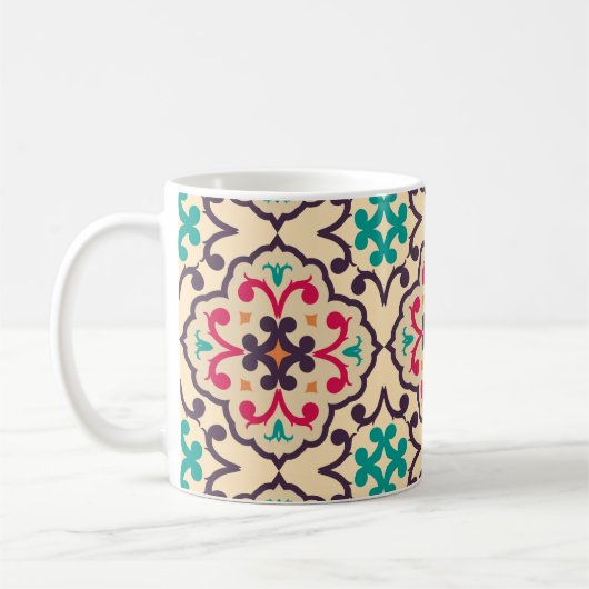 Retro-Muster: Tapete, Textildesign Kaffeetasse (Links)