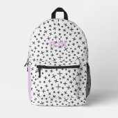 Retro Muster und Lavendelmonogramm Personalisiert Bedruckter Rucksack (Vorderseite)