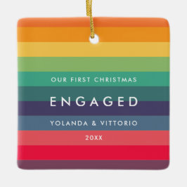 Retro-Muster Unser erstes verlobtes Foto zu Weihna Keramikornament