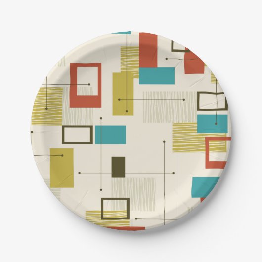 Retro-Muster Vintage Pappteller (Vorderseite)