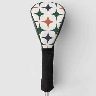 Retro-Muster Waldgrün Marineblau Terrakotta Golf Headcover