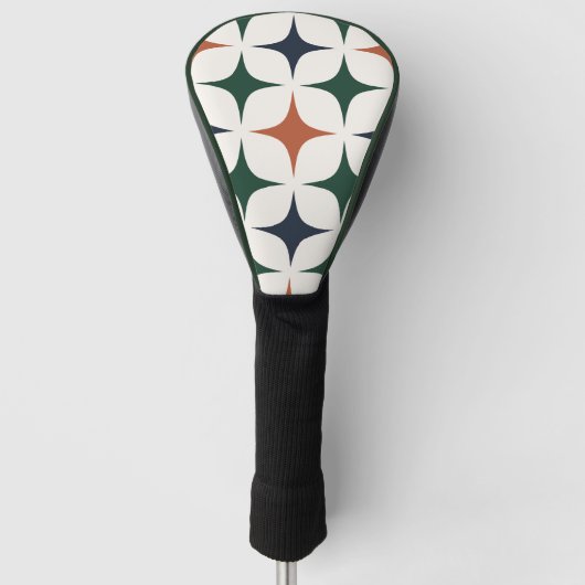 Retro-Muster Waldgrün Marineblau Terrakotta Golf Headcover (Vorderseite)
