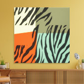 Retro Muster Zebra Pop Art Wrapped Canvas Leinwanddruck (Insitu (Wohnzimmer))