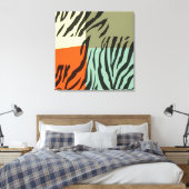 Retro Muster Zebra Pop Art Wrapped Canvas Leinwanddruck (Insitu (Schlafzimmer))