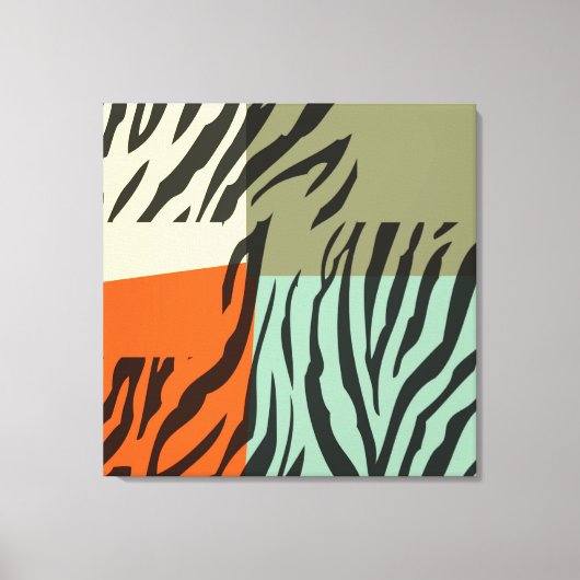 Retro Muster Zebra Pop Art Wrapped Canvas Leinwanddruck (Vorderseite)