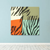 Retro Muster Zebra Pop Art Wrapped Canvas Leinwanddruck (Insitu (Holzboden))