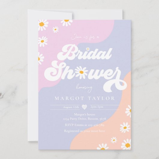 Retro Muted Tones Boho Hippy Vibes Brautparty Einladung (Vorderseite)