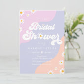 Retro Muted Tones Boho Hippy Vibes Brautparty Einladung (Stehend Vorderseite)