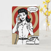 Retro-Mutter-hat-angerufen-Grußkarte Karte (Gelbe Blume)