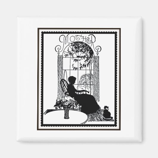 Retro Mutter Silhouette Magnet (Vorne)