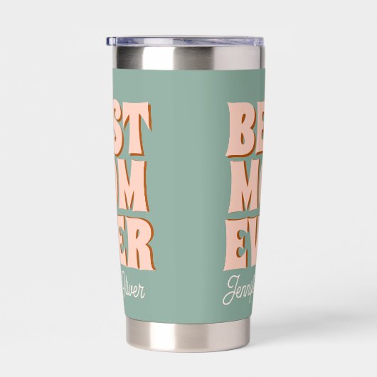 Retro Mütter Tag Blau Rosa Thermobecher (Rechts)