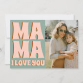 Retro Mütter Tag Foto Blau Rosa Karte (Vorderseite)