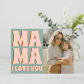 Retro Mütter Tag Foto Blau Rosa Karte (Stehend Vorderseite)