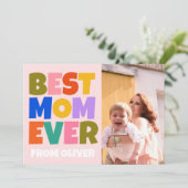 Retro Mütter Tag Foto farbenfroh Karte (Stehend Vorderseite)