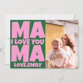 Retro Mütter Tag Foto grün rosa Karte (Vorderseite)