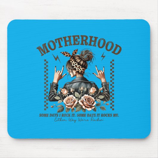 Retro-Mutterschaft Lustiger Muttertag Rock Mama Mu Mousepad (Vorne)