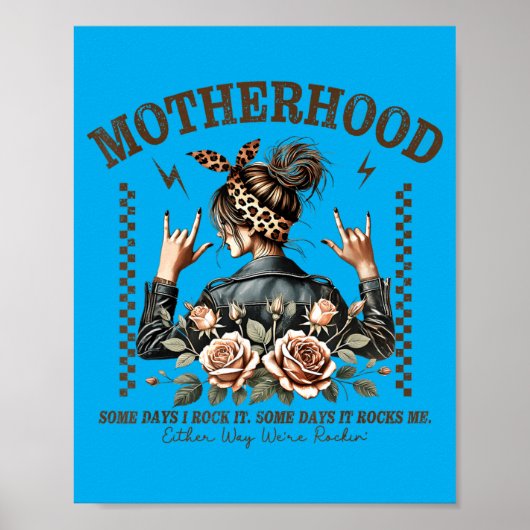 Retro-Mutterschaft Lustiger Muttertag Rock Mama Mu Poster (Vorne)