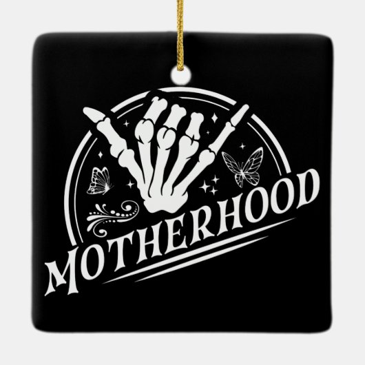 Retro-Mutterschaft Rock Skeleton Sarcastic Mama Ge Keramikornament (Rückseite)
