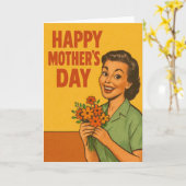 Retro-Muttertag Karte (Gelbe Blume)