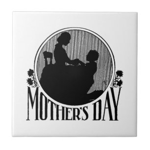 Retro-Muttertags-Silhouette Fliese