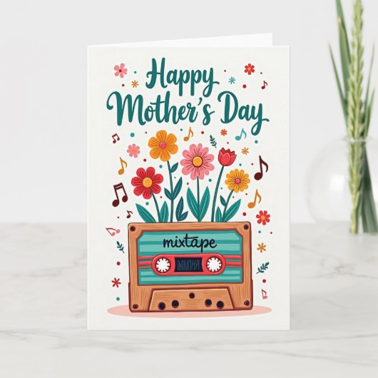 Retro-Muttertagskarte mit Blumen Karte (Vorderseite)