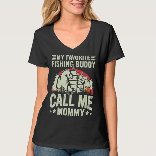 Retro My Favorite Fishing Buddy Call Me Mommy Fish T-Shirt (Vorderseite)