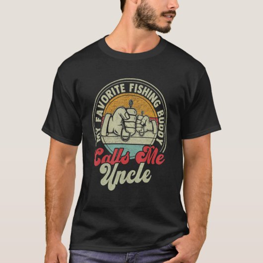 Retro My Favorite Fishing Buddy Call Me Uncle Fish T-Shirt (Vorderseite)