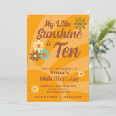 Retro My Little Sunshine Disy 10. Geburtstag Einladung (Stehend Vorderseite)