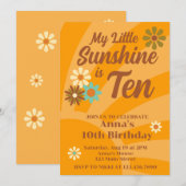 Retro My Little Sunshine Disy 10. Geburtstag Einladung (Vorne/Hinten)