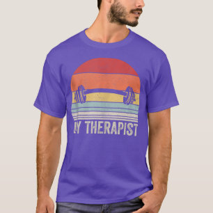 Retro My Therapist Barbell Funny Workout Gewicht L T-Shirt