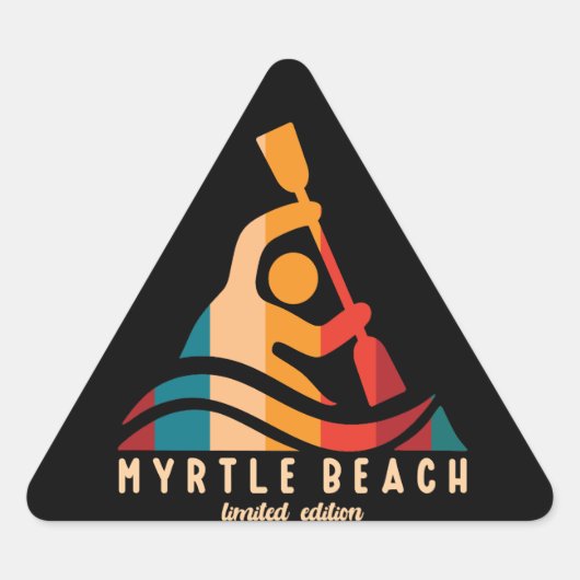 Retro Myrtle Beach Kayaking Dreieckiger Aufkleber (Vorderseite)