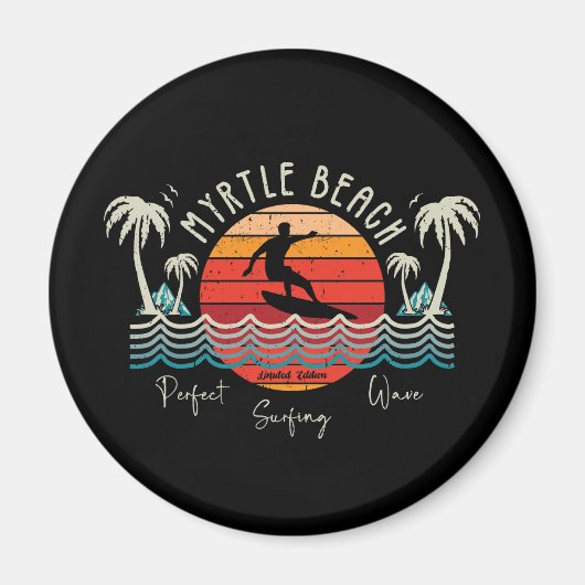 Retro Myrtle Beach Surfing Magnet (Vorne)