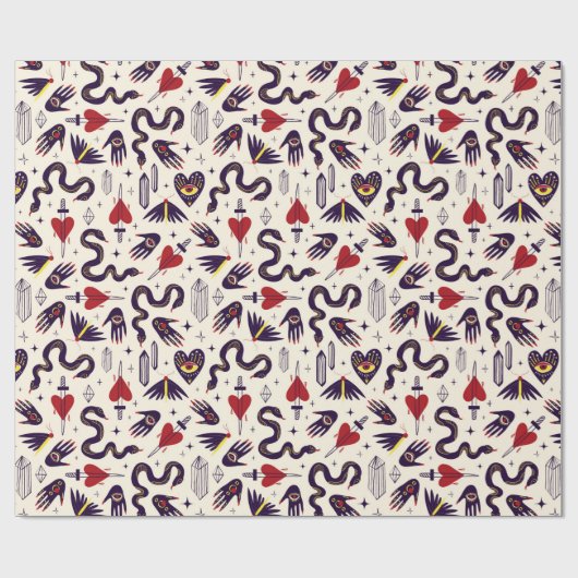 Retro Mystical Muster Geschenkpapier (Flach)