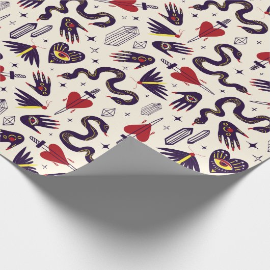 Retro Mystical Muster Geschenkpapier (Ecke)