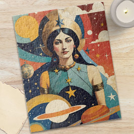 Retro Mystische Himmlische Sternengöttin Puzzle
