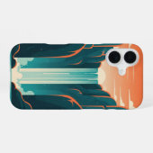 Retro-mystischer Wasserfall iPhone 16 Hülle (Rückseite (Horizontal))