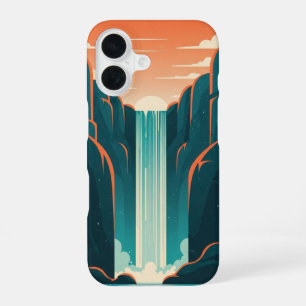 Retro-mystischer Wasserfall iPhone 16 Hülle