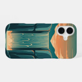 Retro-mystischer Wasserfall iPhone 16 Hülle (Rückseite (Horizontal))