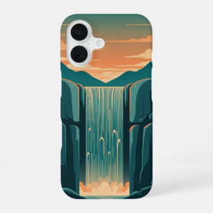 Retro-mystischer Wasserfall iPhone 16 Hülle
