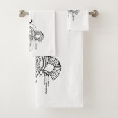 Retro mystisches geometrisches Design in schwarz Badhandtuch Set (Insitu)