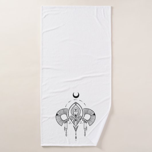 Retro mystisches geometrisches Design in schwarz Badhandtuch Set (Badehandtuch)