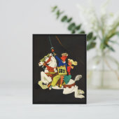 Retro Nacht auf weißer Karussell-Pferdeeinladung Einladung (Stehend Vorderseite)