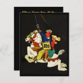 Retro Nacht auf weißer Karussell-Pferdeeinladung Einladung (Vorne/Hinten)