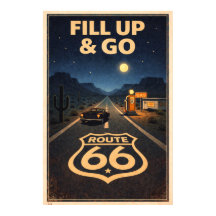 Retro-Nacht-Highway Route 66 Vintage-Kunst