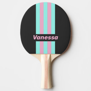 Retro Nacht Prism Pin Streifen mit Namen Tischtennis Schläger