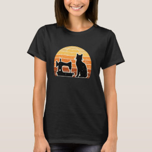Retro-Nähmaschine Katze Stricken Näherin Strickeri T-Shirt