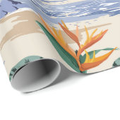 Retro-nahtlose tropische Inselstruktur auf Licht Geschenkpapier (Rolleneckpunkt)