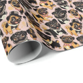 Retro Nahtloser Niedlicher Mops Geschenkpapier (Rolleneckpunkt)