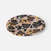 Retro Nahtloser Niedlicher Mops Pappteller (Schrägansicht)