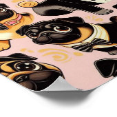 Retro Nahtloser Niedlicher Mops Poster (Ecke)